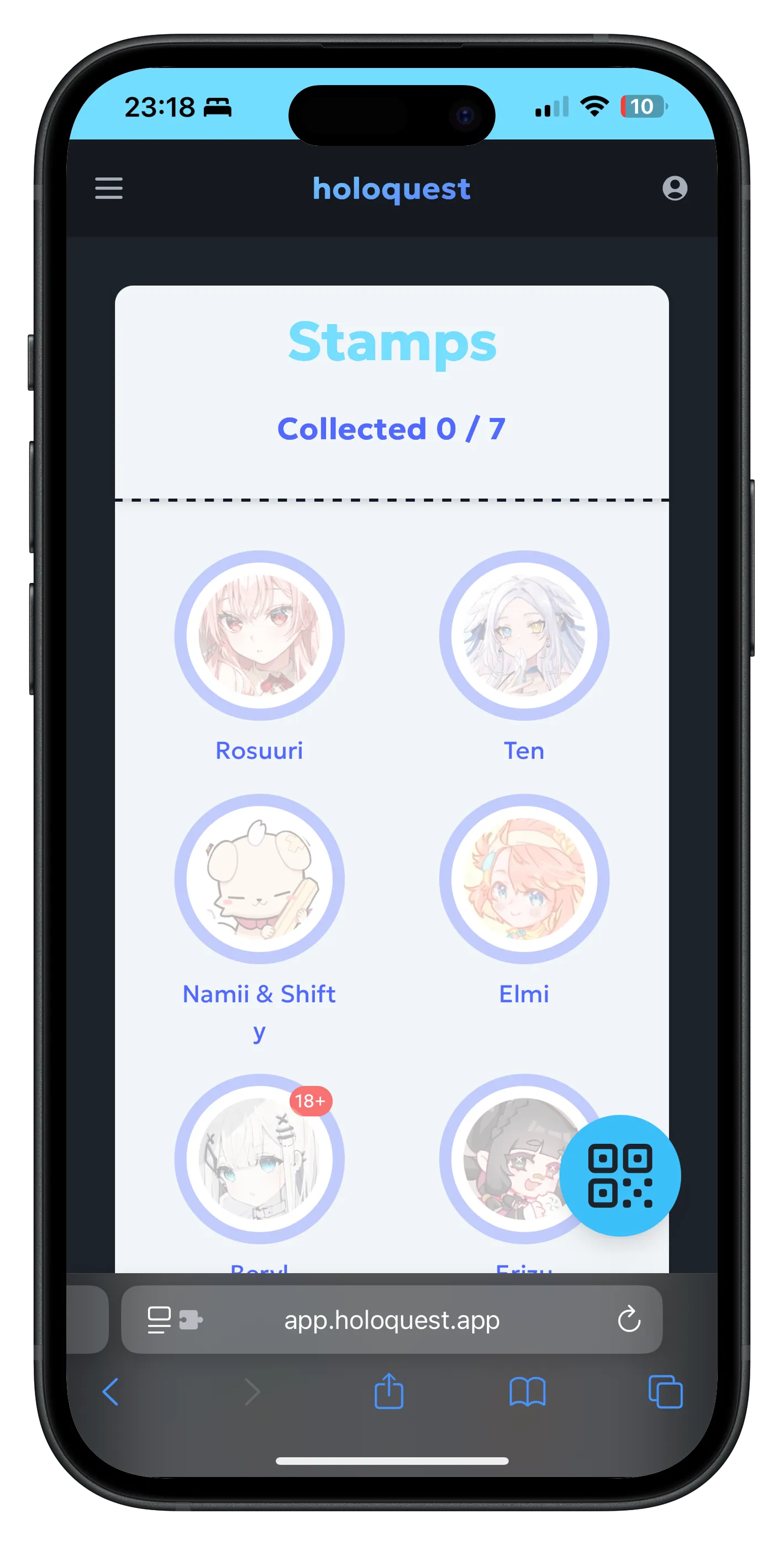 Mockup of the stamp sheet in the app.